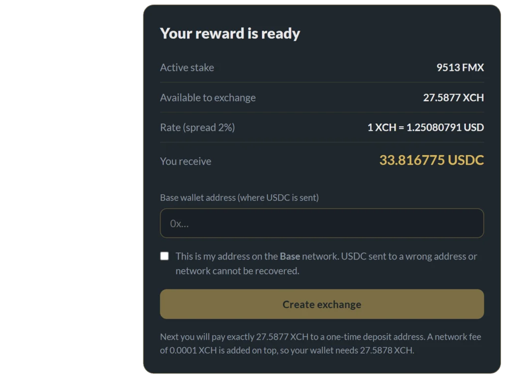 FarmX Harvest swap form