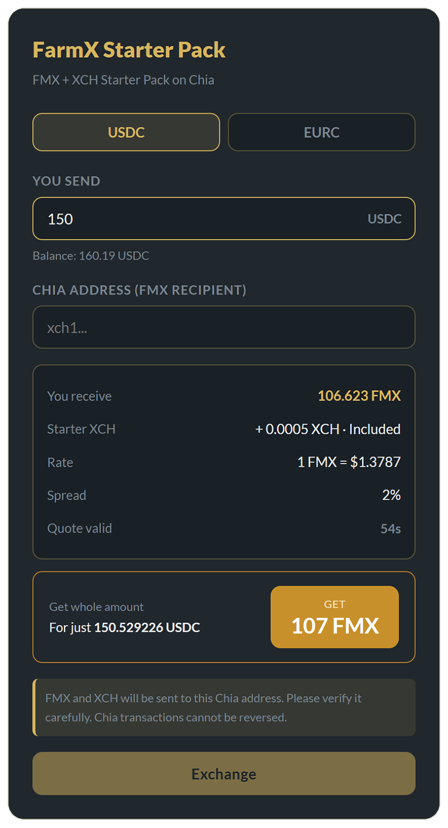 FarmX Starter Pack swap form